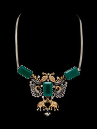 Wildlife Fusion Choker: 925 Silver with Green Onyx Gemstone view 5