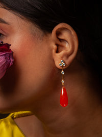 Carnelian Briolette Drop Kundan Delights view 1
