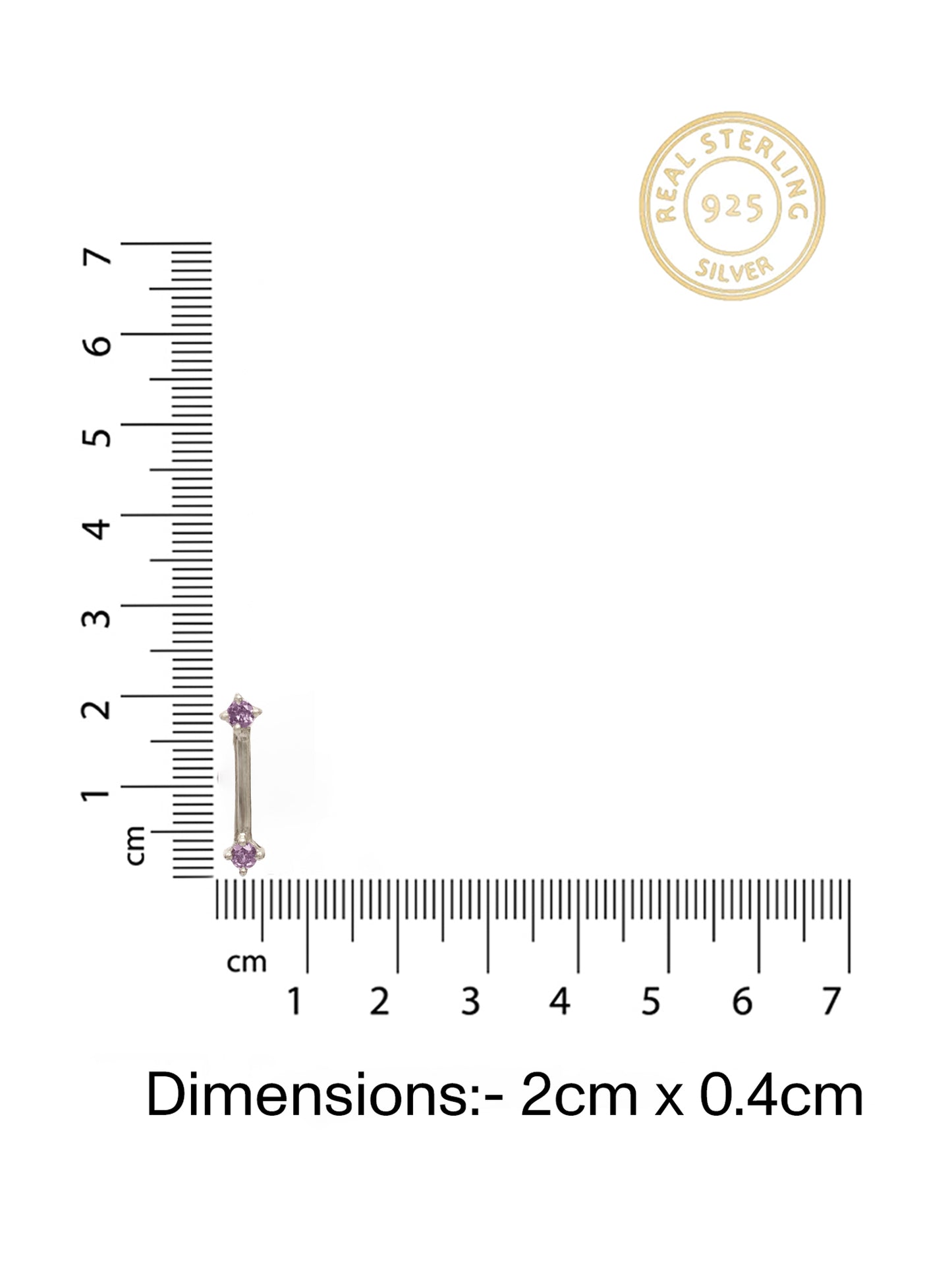 Nitya 925 Silver Tube Earrings with Amethyst Stone