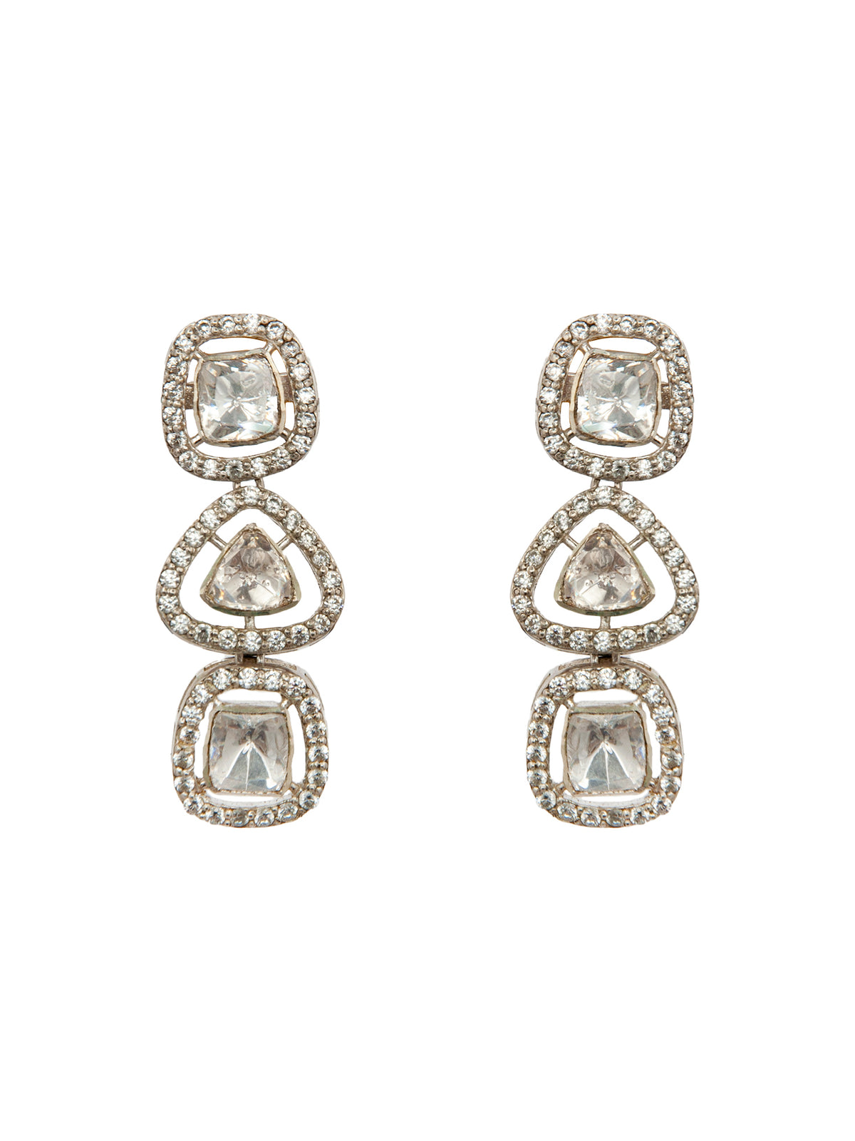 Sparkling Brilliance : 925 Sterling Silver Earrings with Moissanite and CZ view 2