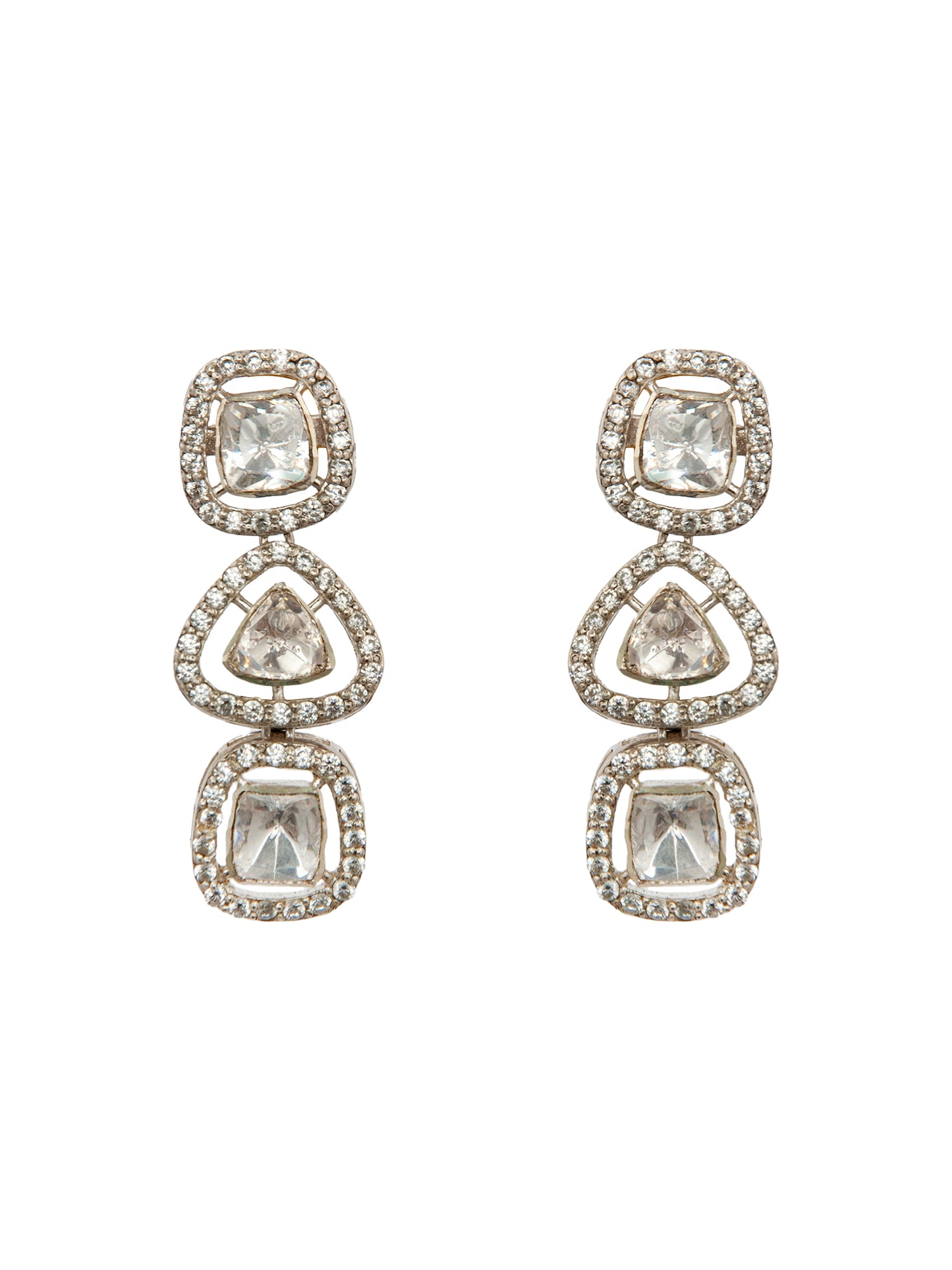 Sparkling Brilliance : 925 Sterling Silver Earrings with Moissanite and CZ