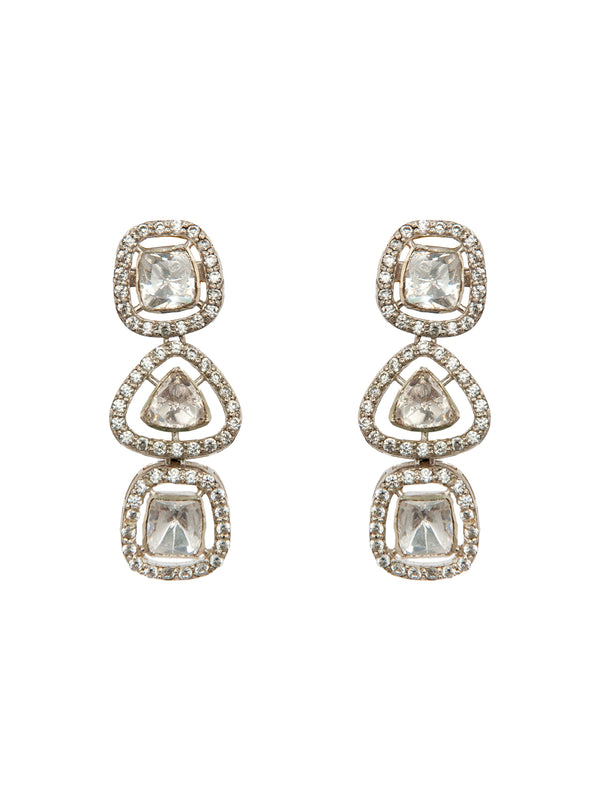 Sparkling Brilliance : 925 Sterling Silver Earrings with Moissanite and CZ alternate