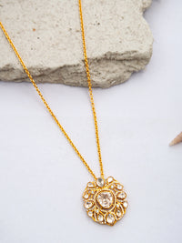 Swarna Utsav Moissanite Necklace: 925 Sterling Silver Gold Plated view 1