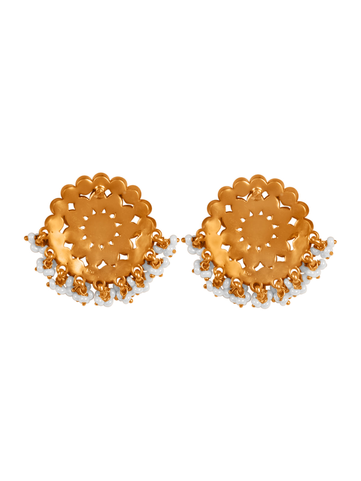 Glamourous Gold Kundan Pearl Statement Earrings view 5