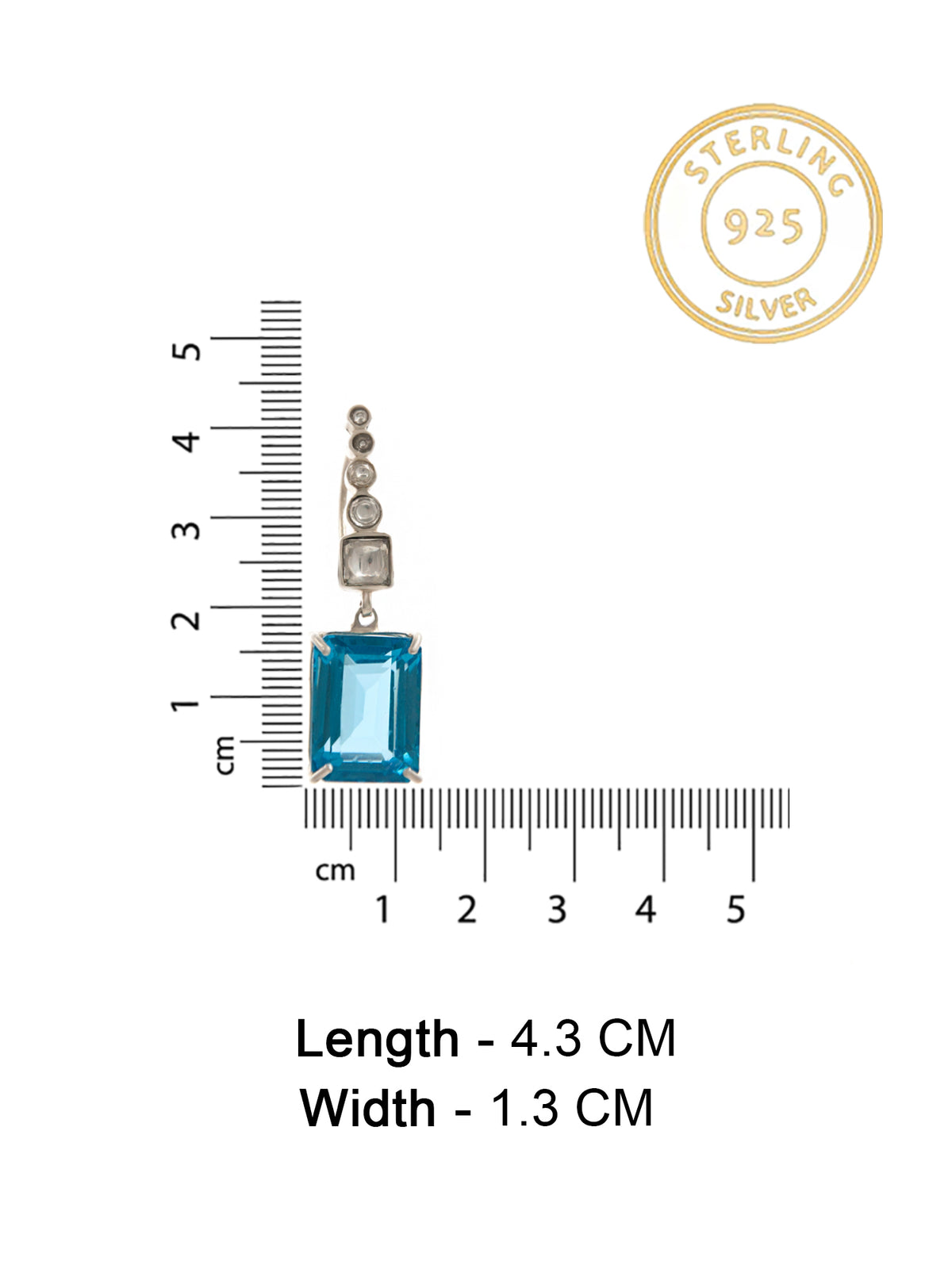 Topaz Sparkle Modern Kundan Earrings: 925 Sterling Silver view 7