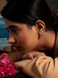 Pink Petals: 925 Sterling Silver Studs with Pink Gemstone view 3
