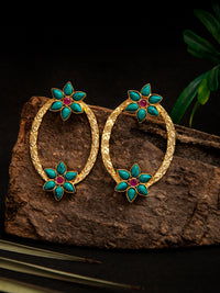 Turquoise Elegance Oval Earrings: 925 Sterling Silver Gold Plated view 1