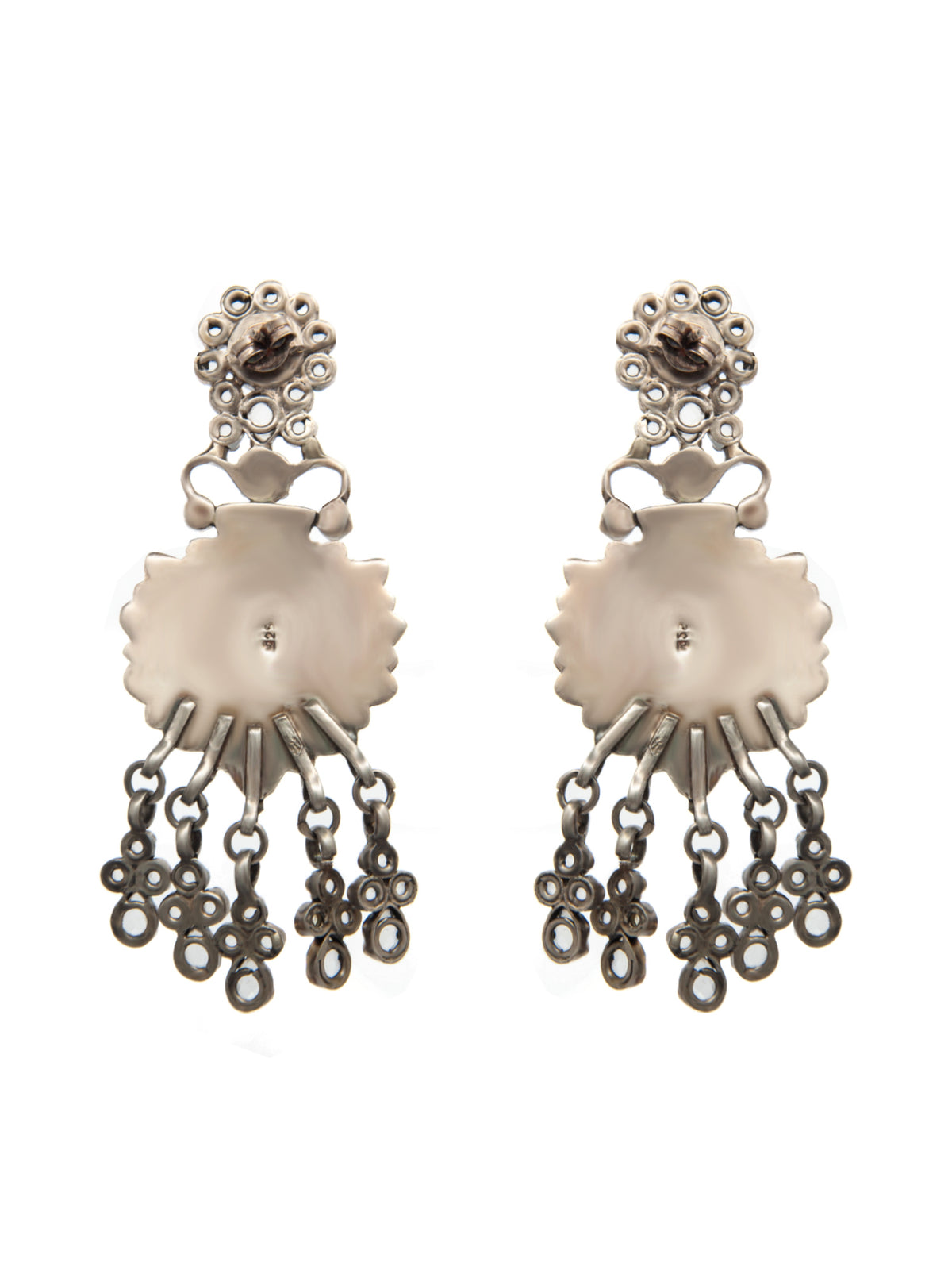 Hastakriti Swarna Varne Earrings: 925 Sterling Silver Hand Embossed Two Tone view 6
