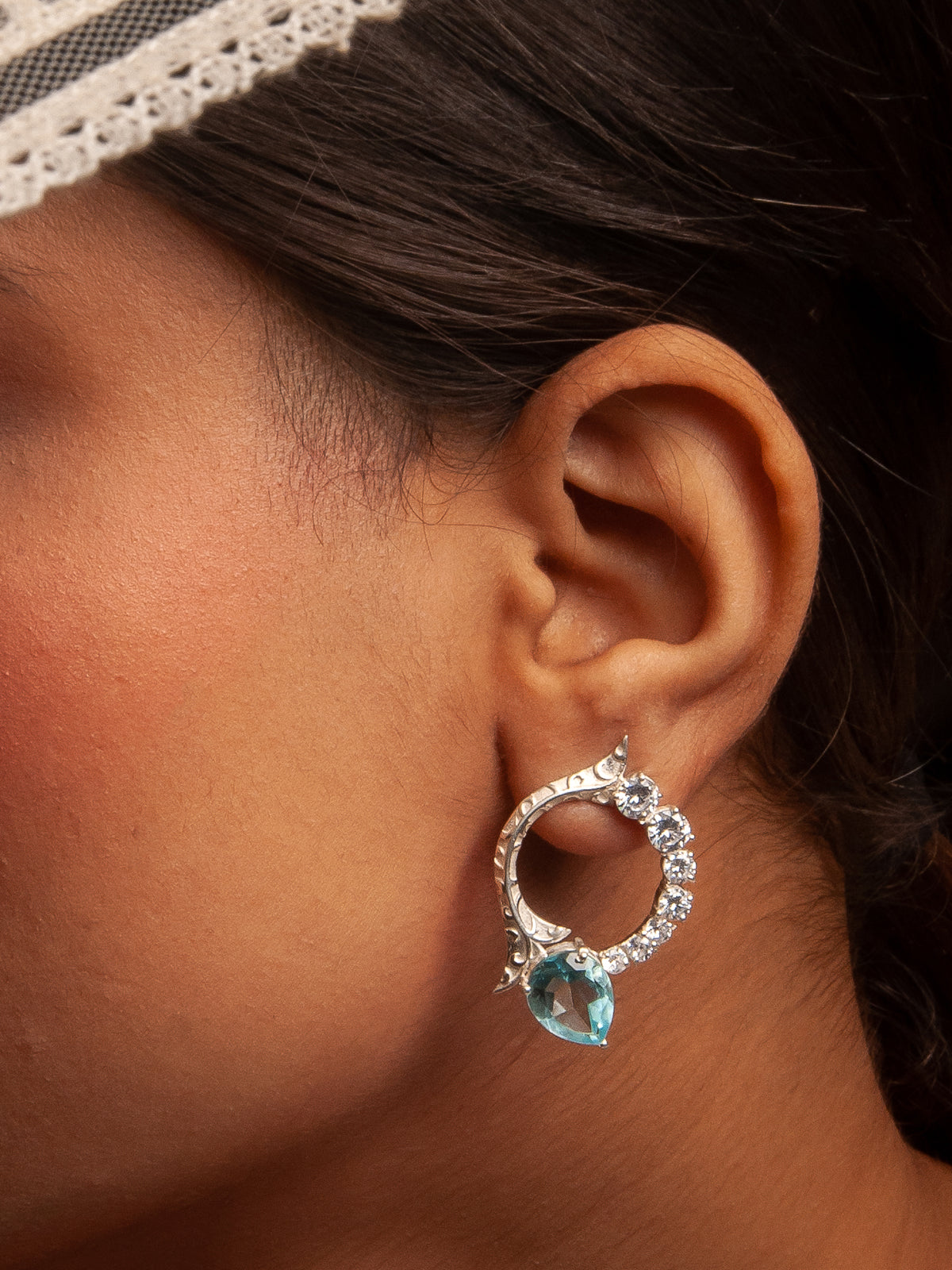 Aquamarine Sparkle Earrings view 1