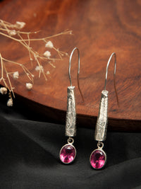 Rosy Radiance Designer Dangler Earrings: 925 Sterling Silver view 1