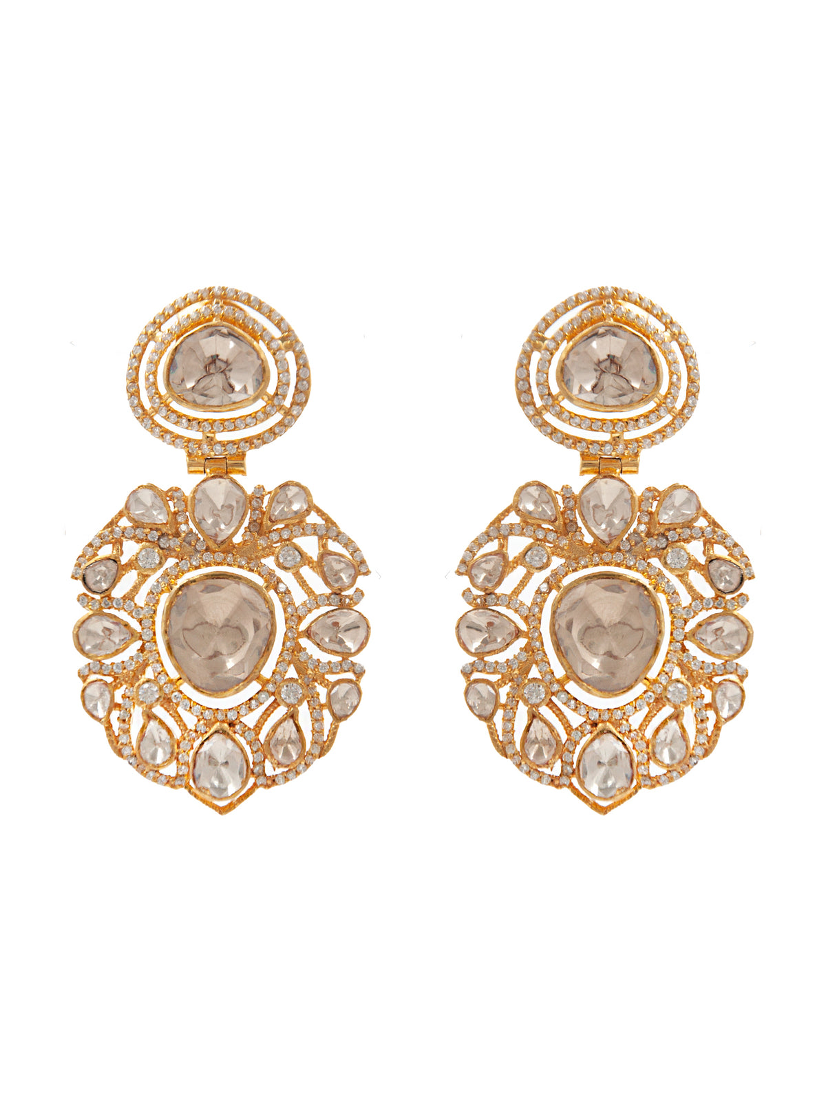 Swarna Utsav Moissanite Earrings: 925 Sterling Silver Gold Plated view 4