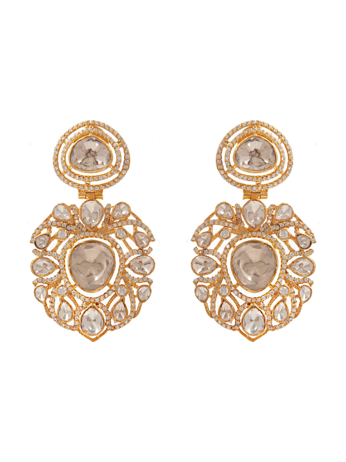 Swarna Utsav Moissanite Earrings: 925 Sterling Silver Gold Plated