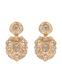 Swarna Utsav Moissanite Earrings: 925 Sterling Silver Gold Plated view 4