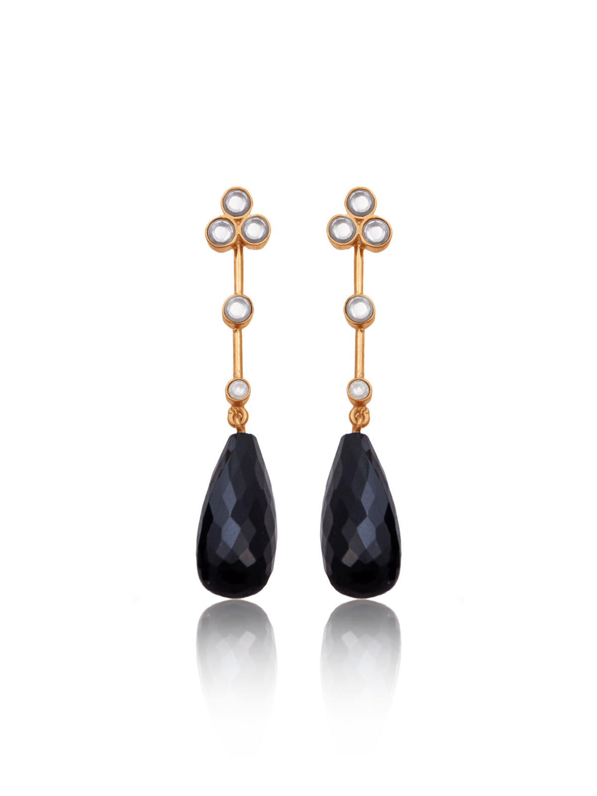 Onyx Briolette Drop Kundan Delights view 3