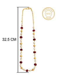 Scarlet Melon Radiance: 925 Silver Beaded Necklace with Red Melon Cut Beads view 7