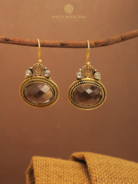 Nitya 925 Silver Smoky Quartz Dangler Earrings. view 1