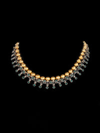 Green Tribal Elegance: 925 Silver Classic Two Tone Necklace with Green Onyx Gemstone view 4