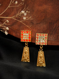 Sona Kundan Haar Earrings: 925 Sterling Silver Gold Plated view 1