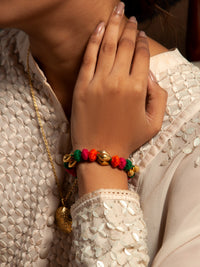 Vibrant Fiesta: 925 Silver Gold Plated Multicolor Dholki Bracelet view 5