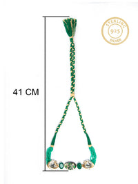 Fusion Green Bird Choker: 925 Silver with Labradorite Kundan Gemstone view 6
