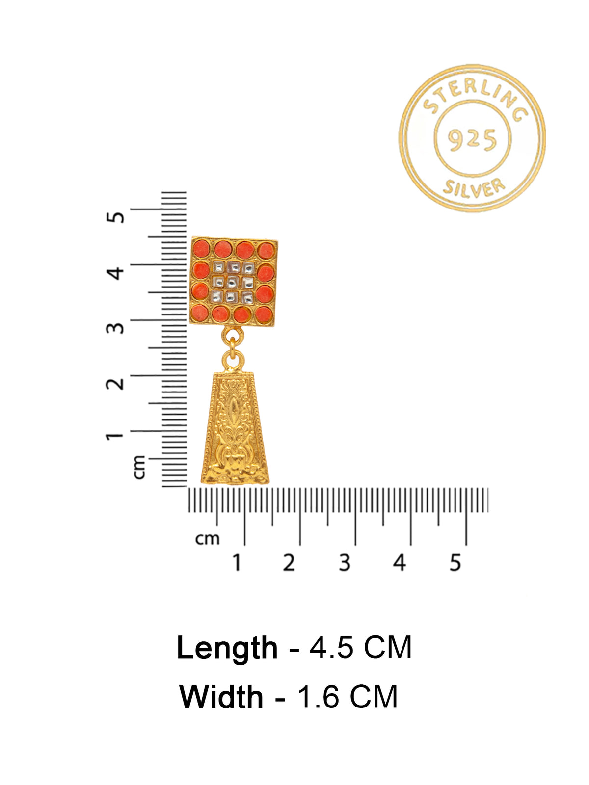 Sona Kundan Haar Earrings: 925 Sterling Silver Gold Plated view 8
