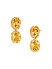 Swarna Ratna Double Moissanite Earrings: 925 Sterling Silver Gold Plated view 5