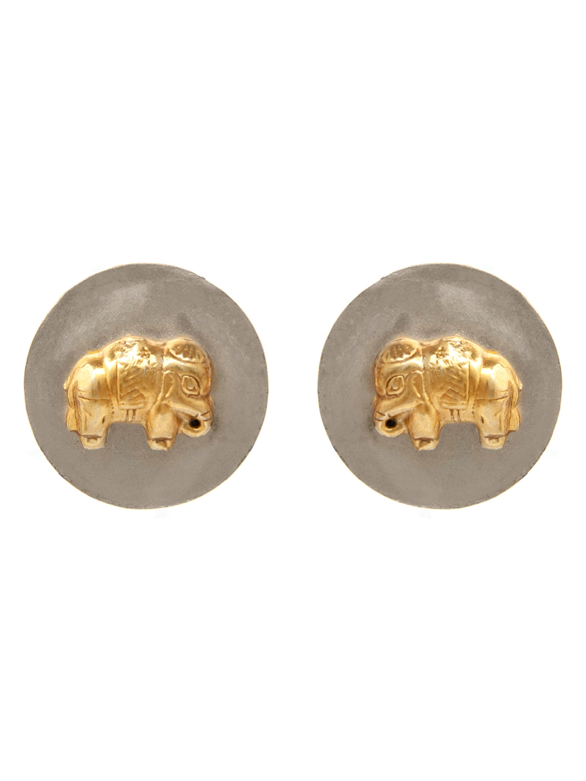 Majestic Marvel: 925 Sterling Silver Elephant Studs with Two Tone Plating view 2