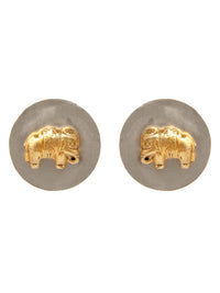 Majestic Marvel: 925 Sterling Silver Elephant Studs with Two Tone Plating view 2