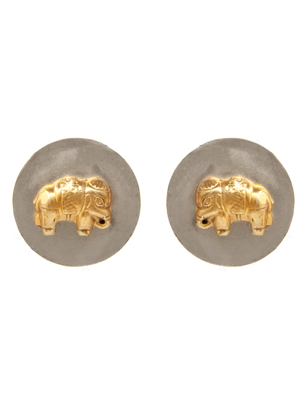 Majestic Marvel: 925 Sterling Silver Elephant Studs with Two Tone Plating alternate