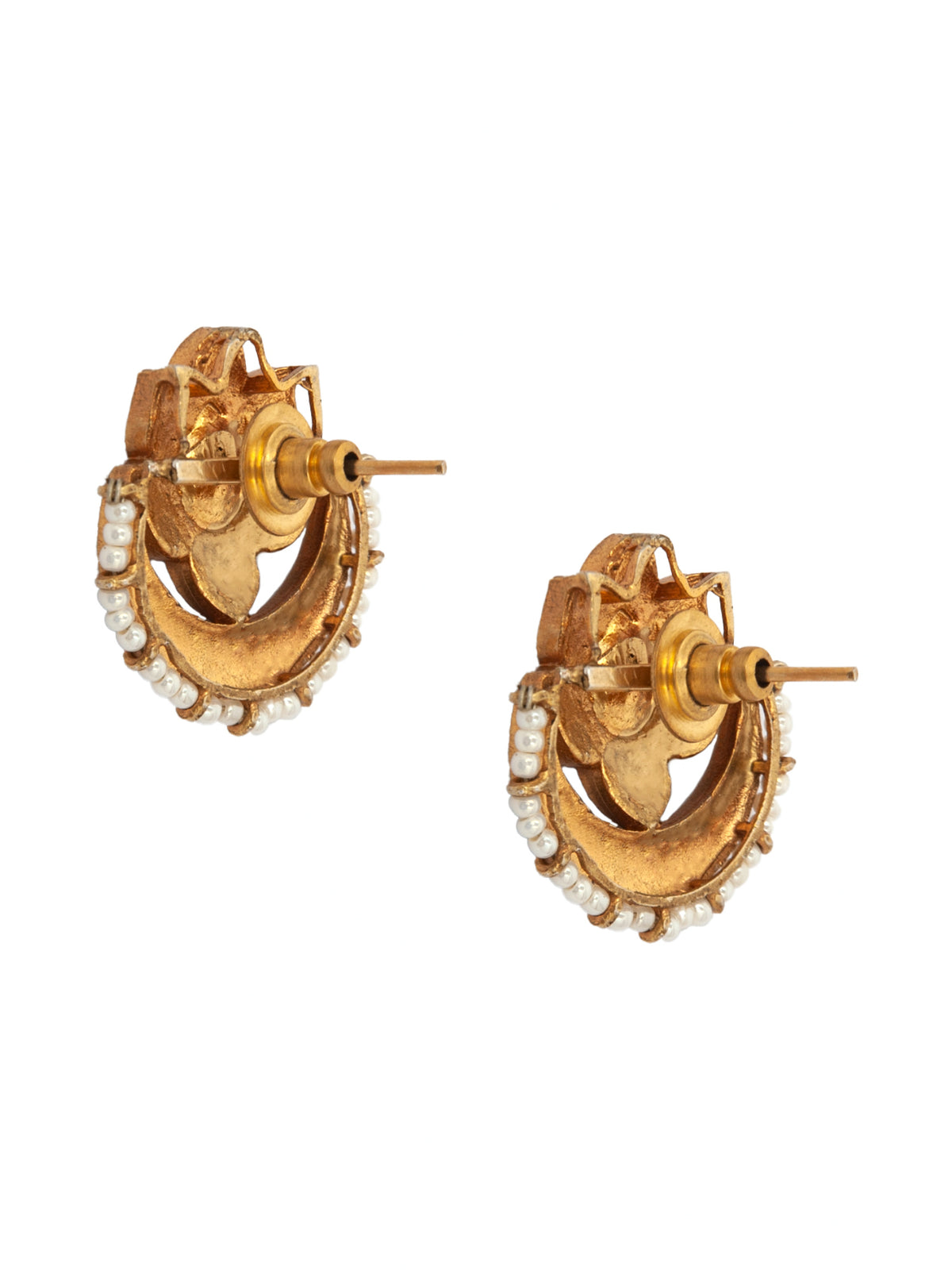 Royal Garden: 925 Sterling Silver Floral Earrings with Multicolor Kundan view 5