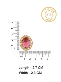 Crimson Carved Gemstone Studs: 925 Sterling Silver Gold Plated view 7