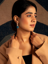 Topaz Sparkle Modern Kundan Earrings: 925 Sterling Silver view 5