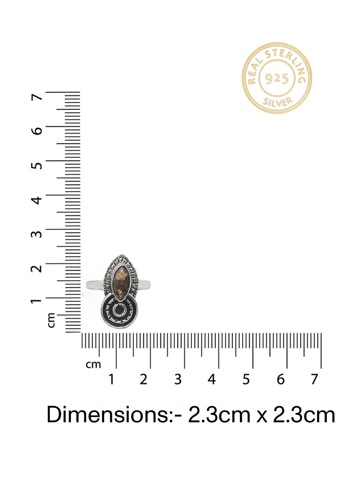 Nitya 925 Silver Smoky Quartz Adjustable Ring view 2