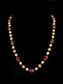 Scarlet Melon Radiance: 925 Silver Beaded Necklace with Red Melon Cut Beads