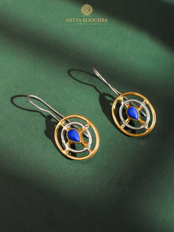 Nitya 925 Silver Two Tone Lapis Dangler Earrings