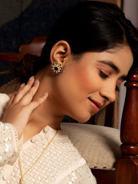 Mystic Noir: 925 Sterling Silver Earrings with Black Onyx and Kundan view 3