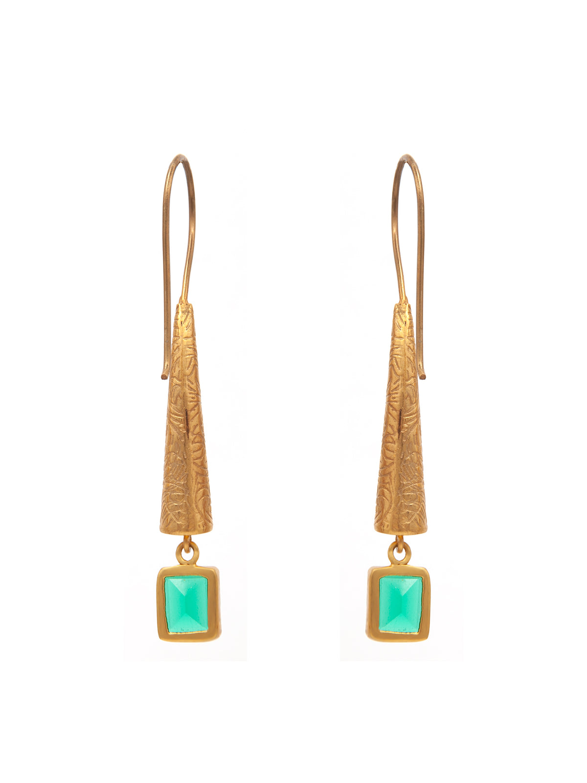 Green Glow Designer Dangler Earrings: 925 Sterling Silver Gold Plated view 7