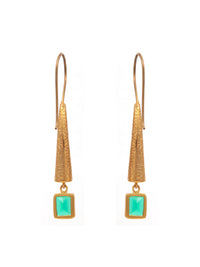 Green Glow Designer Dangler Earrings: 925 Sterling Silver Gold Plated view 7