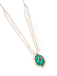 Turquoise Tranquility: 925 Silver Necklace with Pearl Beads view 6