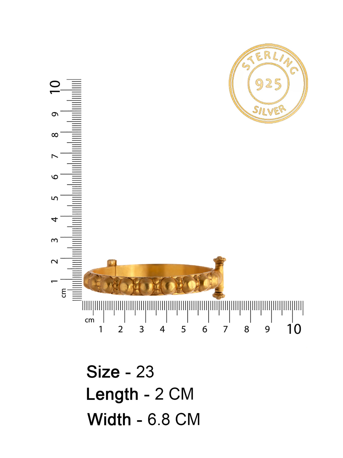 Golden Rawa Elegance: 925 Silver Gold Plated Classic Bangle view 5