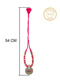 Lotus Radiance: 925 Silver Round Pendant Necklace with Signature Lotus Motif view 6