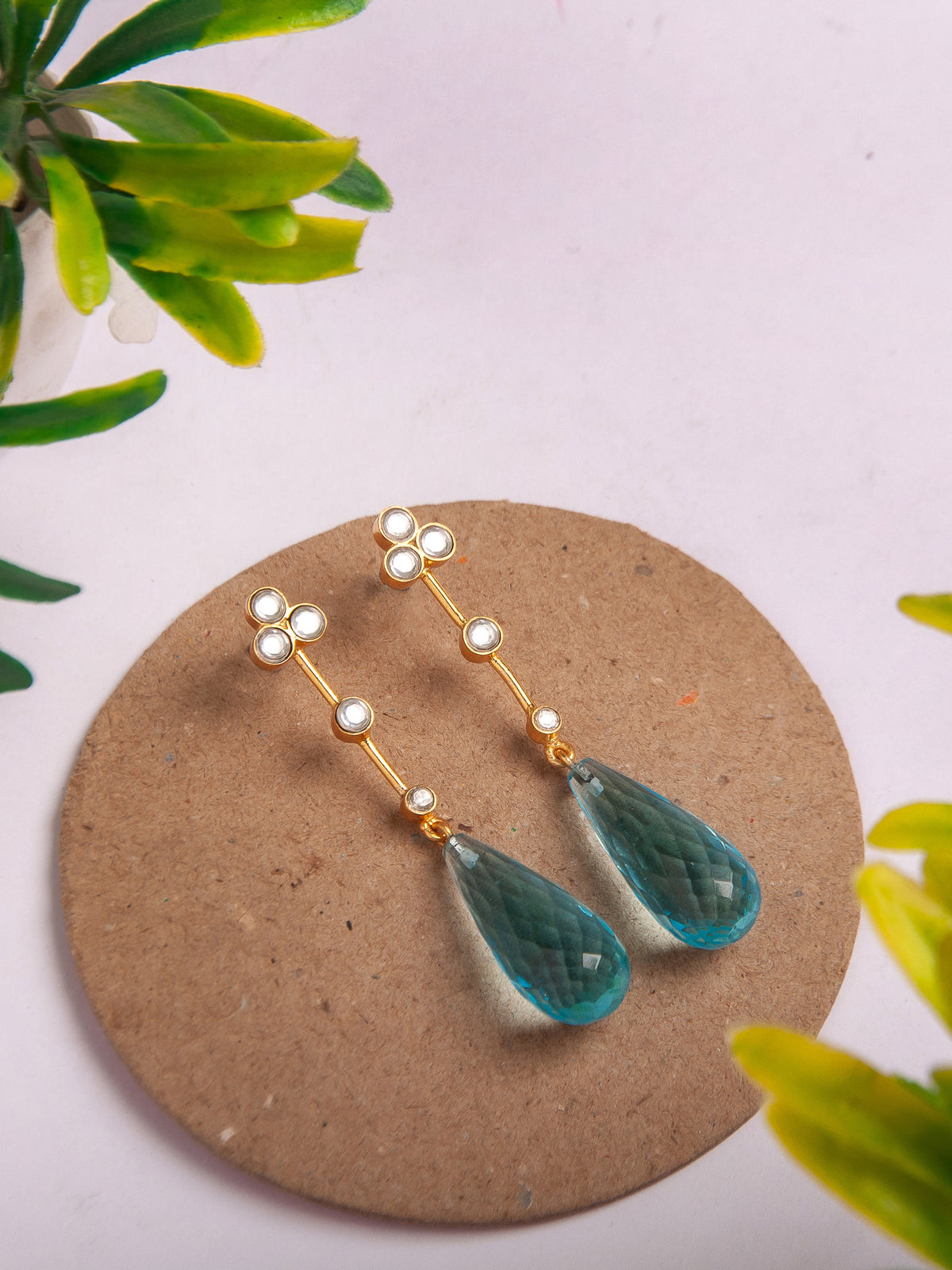 Aqua Briolette Drop Kundan Delights view 2