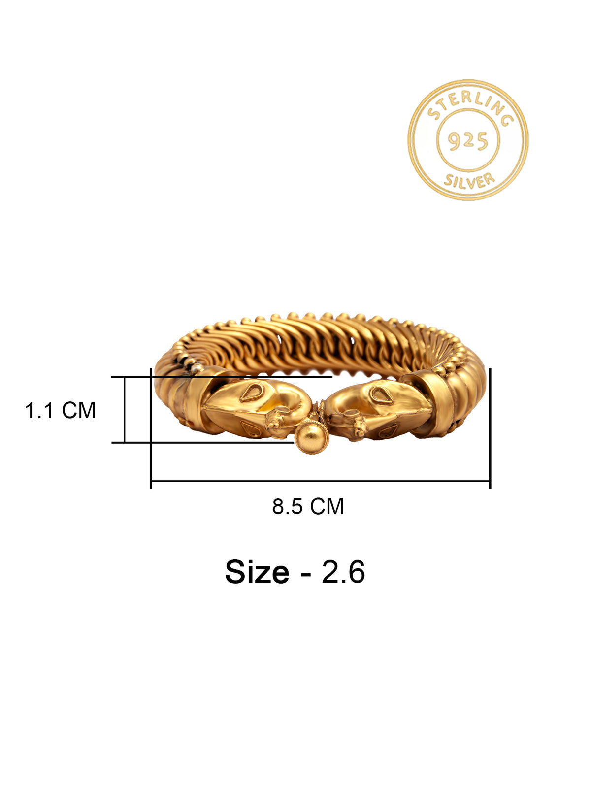 Peacock Splendor: 925 Silver Gold Plated Peacock Sutlada Bangle view 6