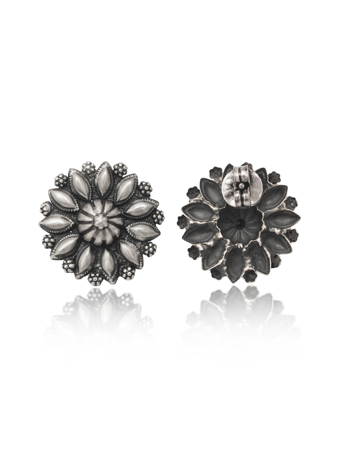 Nitya 925 Silver Sunflower Earrings view 2