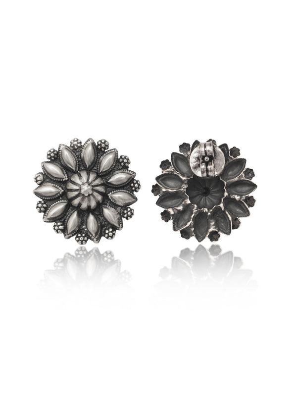 Nitya 925 Silver Sunflower Earrings alternate view