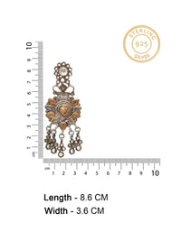 Hastakriti Swarna Varne Earrings: 925 Sterling Silver Hand Embossed Two Tone view 5