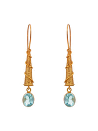 Aqua Radiance Designer Dangler Earrings: 925 Sterling Silver Gold Plated view 2