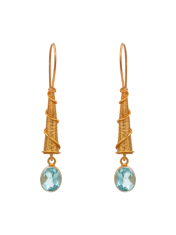Aqua Radiance Designer Dangler Earrings: 925 Sterling Silver Gold Plated alternate