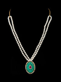Turquoise Tranquility: 925 Silver Necklace with Pearl Beads view 3