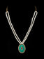 Turquoise Tranquility: 925 Silver Necklace with Pearl Beads